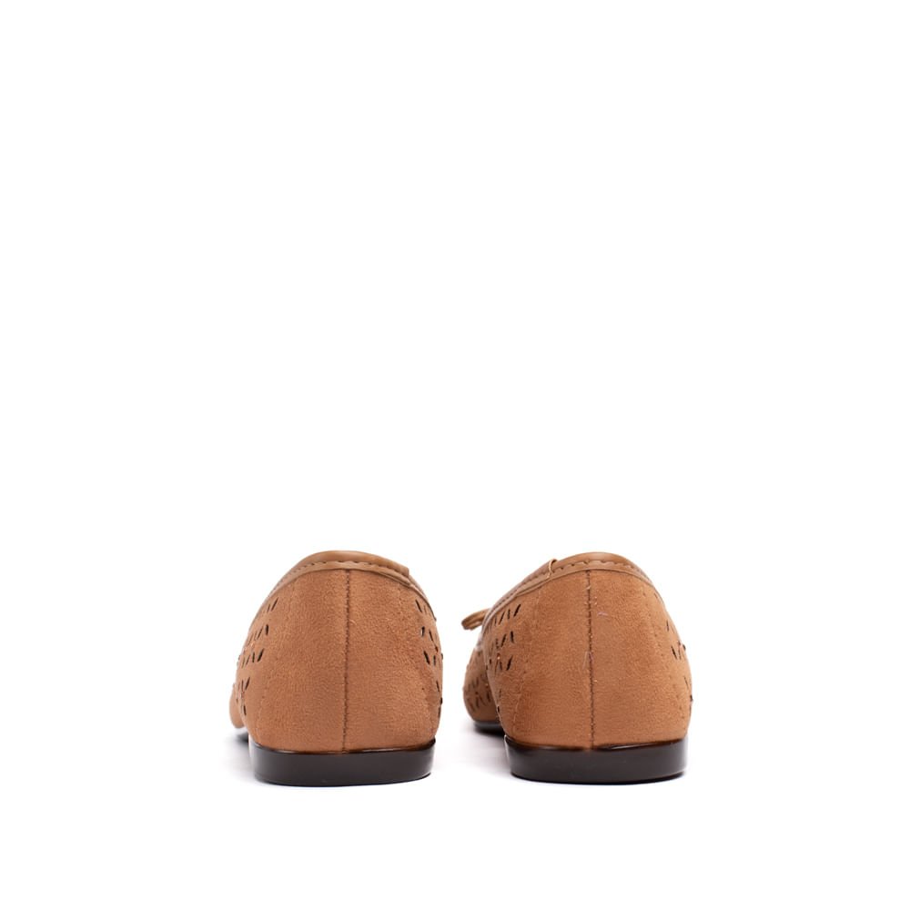 Sapatilha Feminina Moleca Lírios Bico Fino Napa com Pedrarias Caramelo Marrom 3