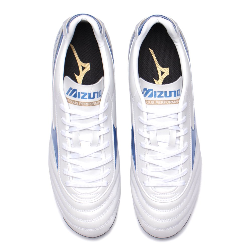 Chuteira de Campo Mizuno Morelia Classic MD Branco/azul Branco/Azul 4
