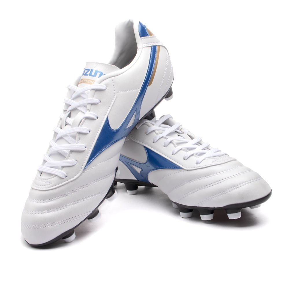 Chuteira de Campo Mizuno Morelia Classic MD Branco/azul Branco/Azul 5