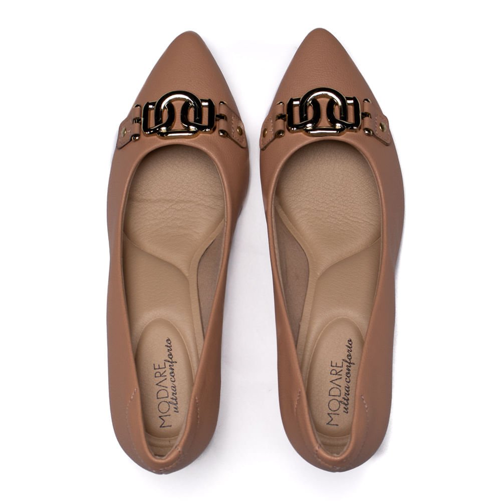 Sapato Scarpin Feminino Modare com Enfeite Nude Marrom 3