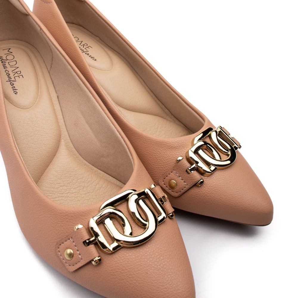 Sapato Scarpin Feminino Modare com Enfeite Nude Marrom 4
