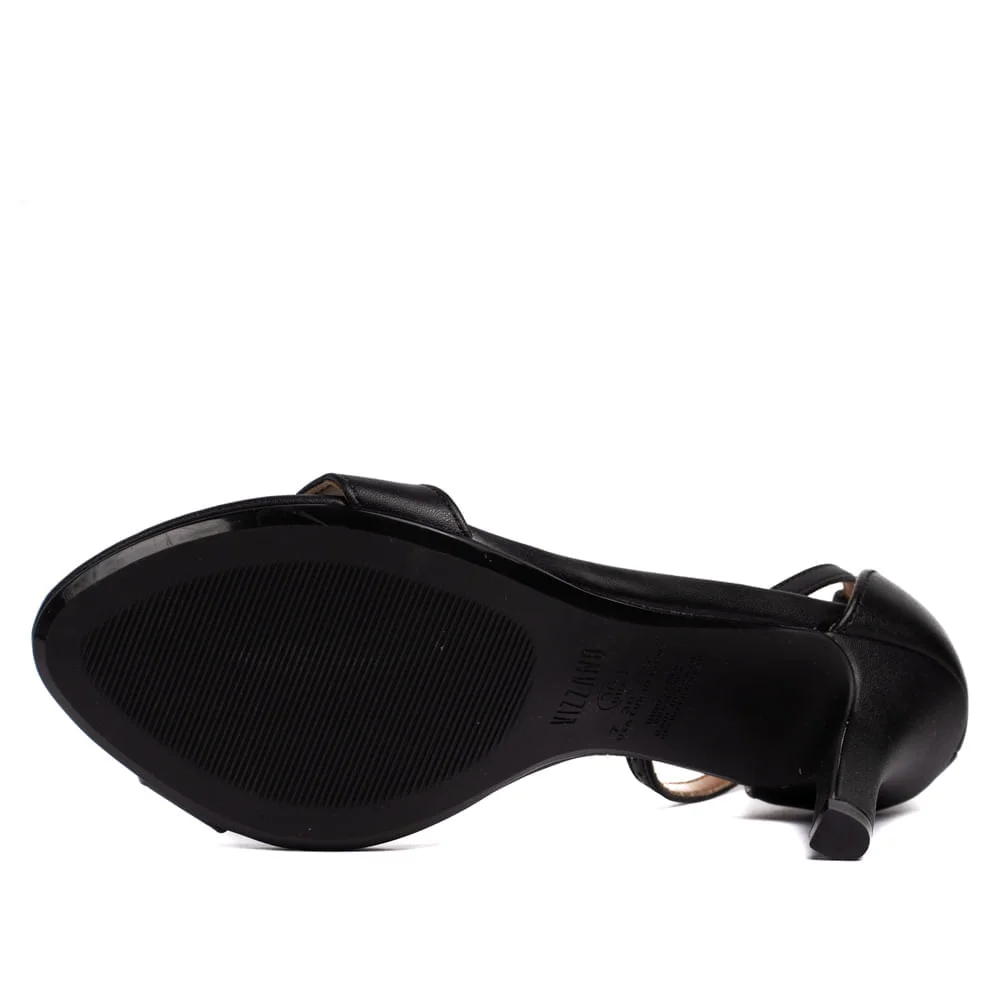 Sandália Feminina Vizzano Lisa com Salto Fino Preto Preto 2