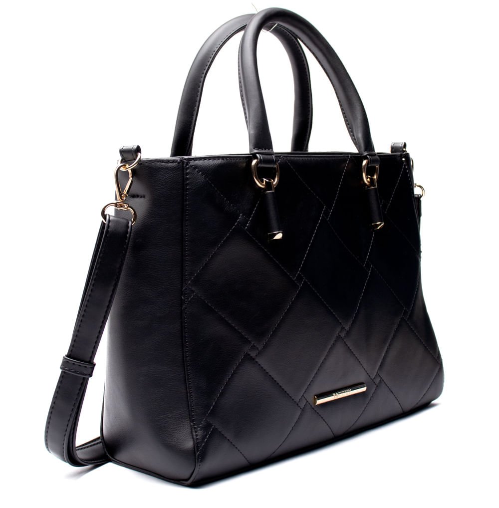 Bolsa Feminina Rafitthy Transversal em Matelassê Média Preta Preto 3