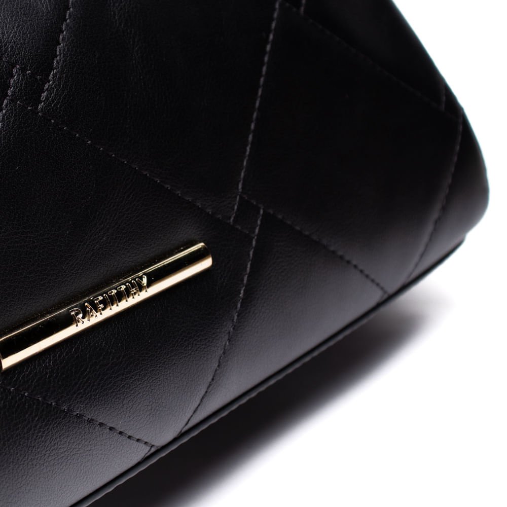 Bolsa Feminina Rafitthy Transversal em Matelassê Média Preta Preto 5