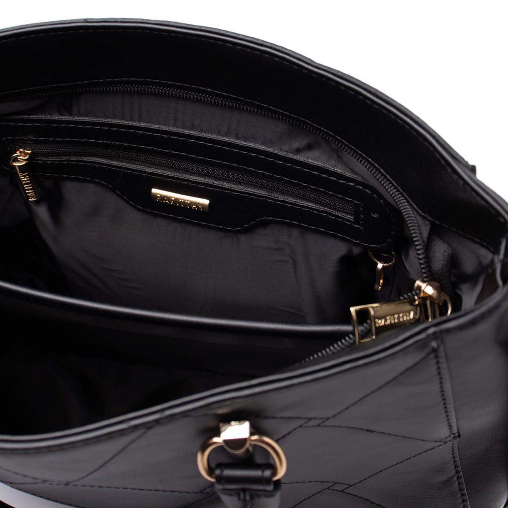 Bolsa Feminina Rafitthy Transversal em Matelassê Média Preta Preto 6