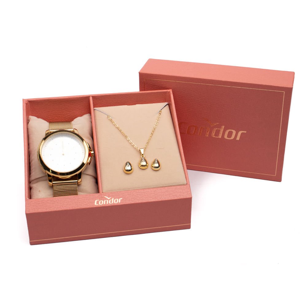 Relógio Feminino Condor Analógico CO2035NBB/K4D com Conjunto Dourado 5