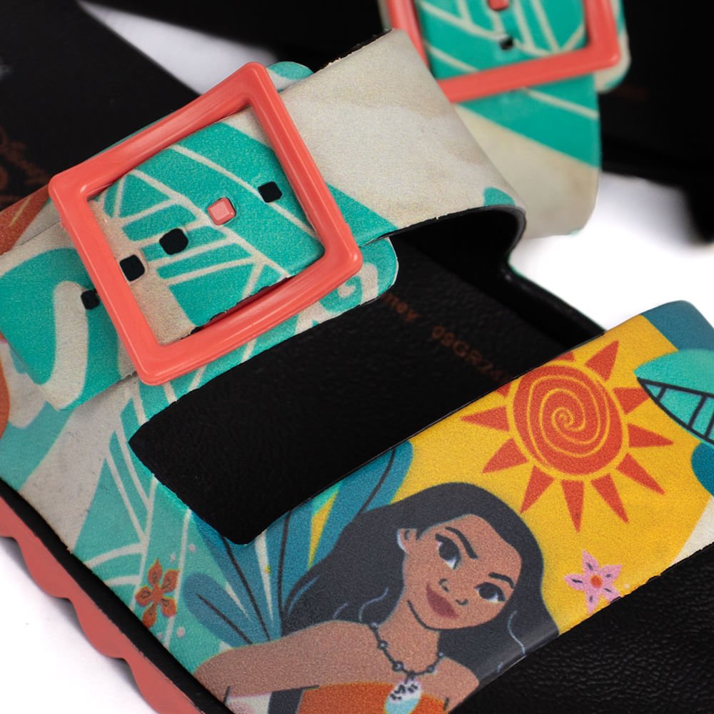 Chinelo Slide Infantil Grendene Disney Summer Moana Preto Preto 4