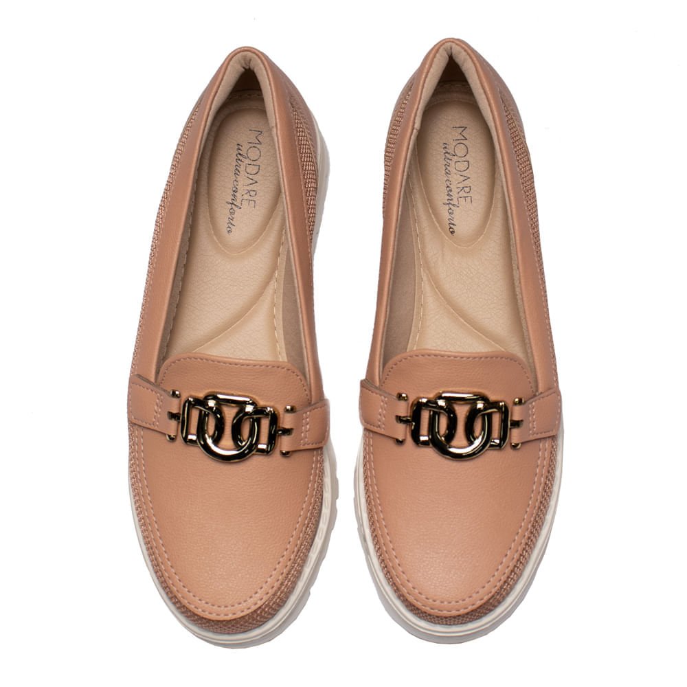 Mocassim Feminino Modare com Detalhe em Tecido Nude Marrom 4