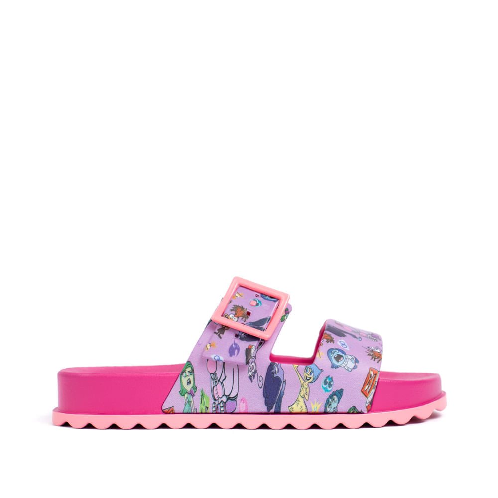 Chinelo Slide Infantil Grendene Disney Summer Divertidamente Rosa Rosa 2