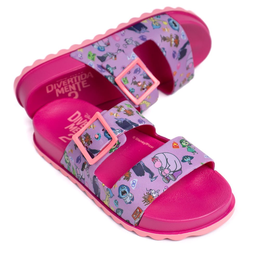 Chinelo Slide Infantil Grendene Disney Summer Divertidamente Rosa Rosa 4