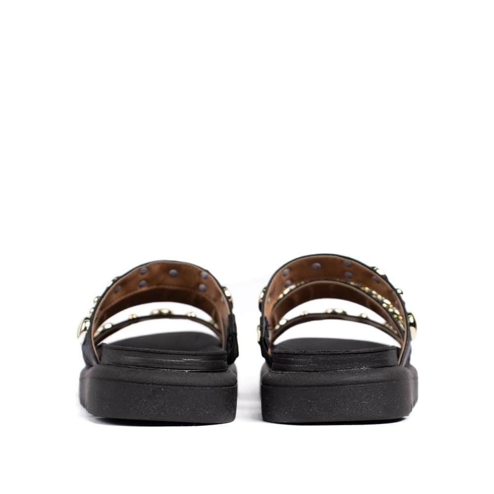 Chinelo Slide Feminino Vizzano com Corrente e Metais Preto Preto 4