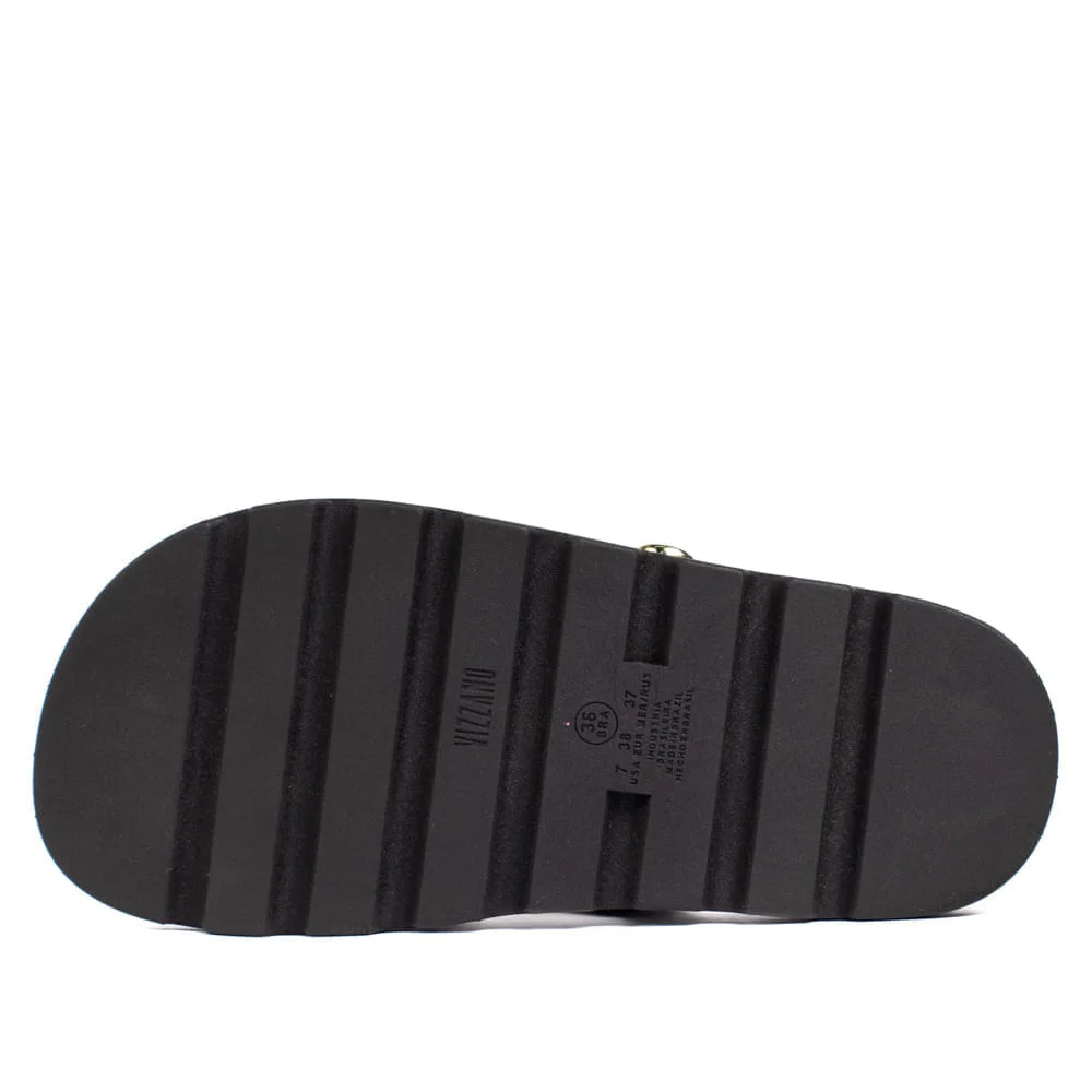 Chinelo Slide Feminino Vizzano com Corrente e Metais Preto Preto 3