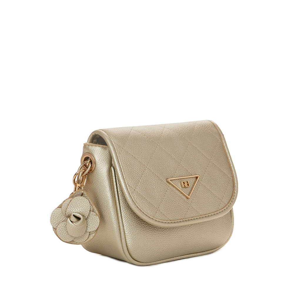 Bolsa Feminina Rafitthy Transversal Metalizada Pequena Dourado Dourado 3