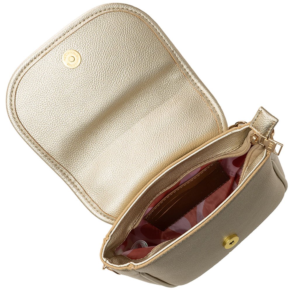 Bolsa Feminina Rafitthy Transversal Metalizada Pequena Dourado Dourado 4