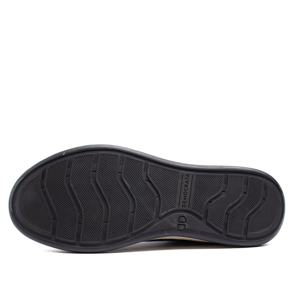 Sapatênis Masculino Democrata de Couro Denim Jay Preto Preto 2