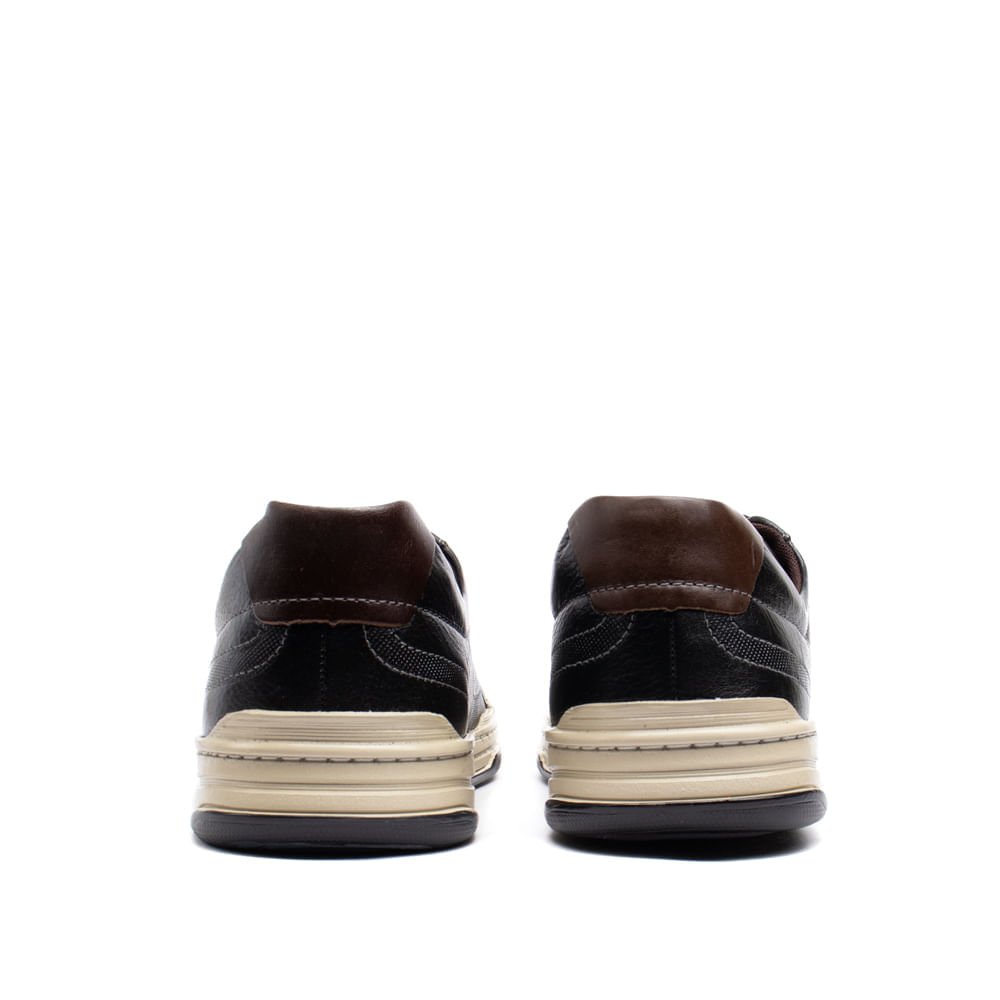 Sapatênis Masculino Democrata de Couro Denim Jay Preto Preto 3