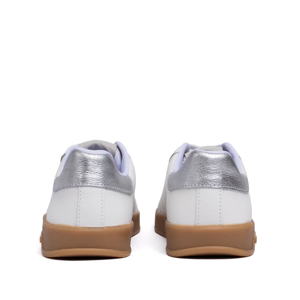 Tênis Feminino Bottero em Couro Detalhe Metalizado Branco/cinza Branco/Cinza 3