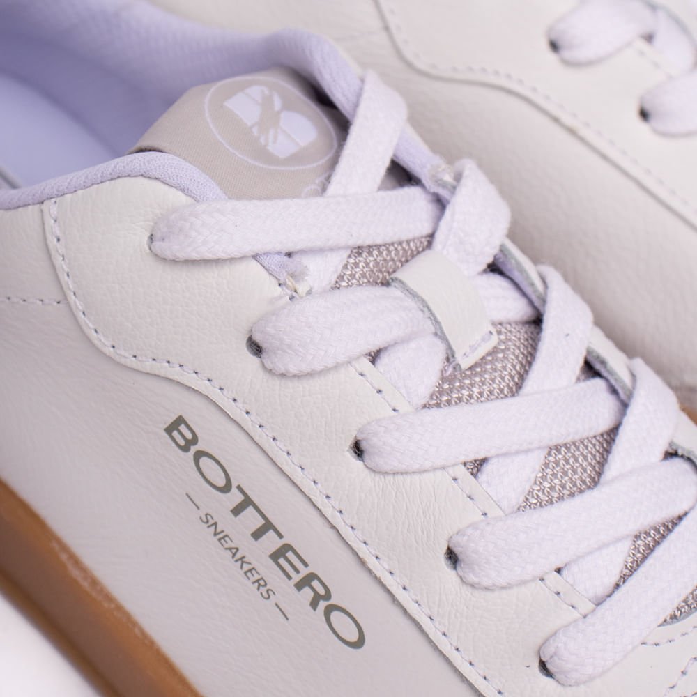 Tênis Feminino Bottero em Couro Detalhe Metalizado Branco/cinza Branco/Cinza 5