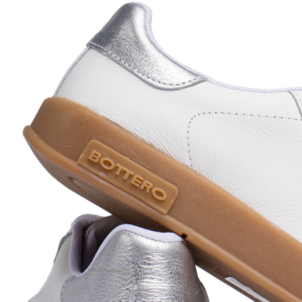 Tênis Feminino Bottero em Couro Detalhe Metalizado Branco/cinza Branco/Cinza 7