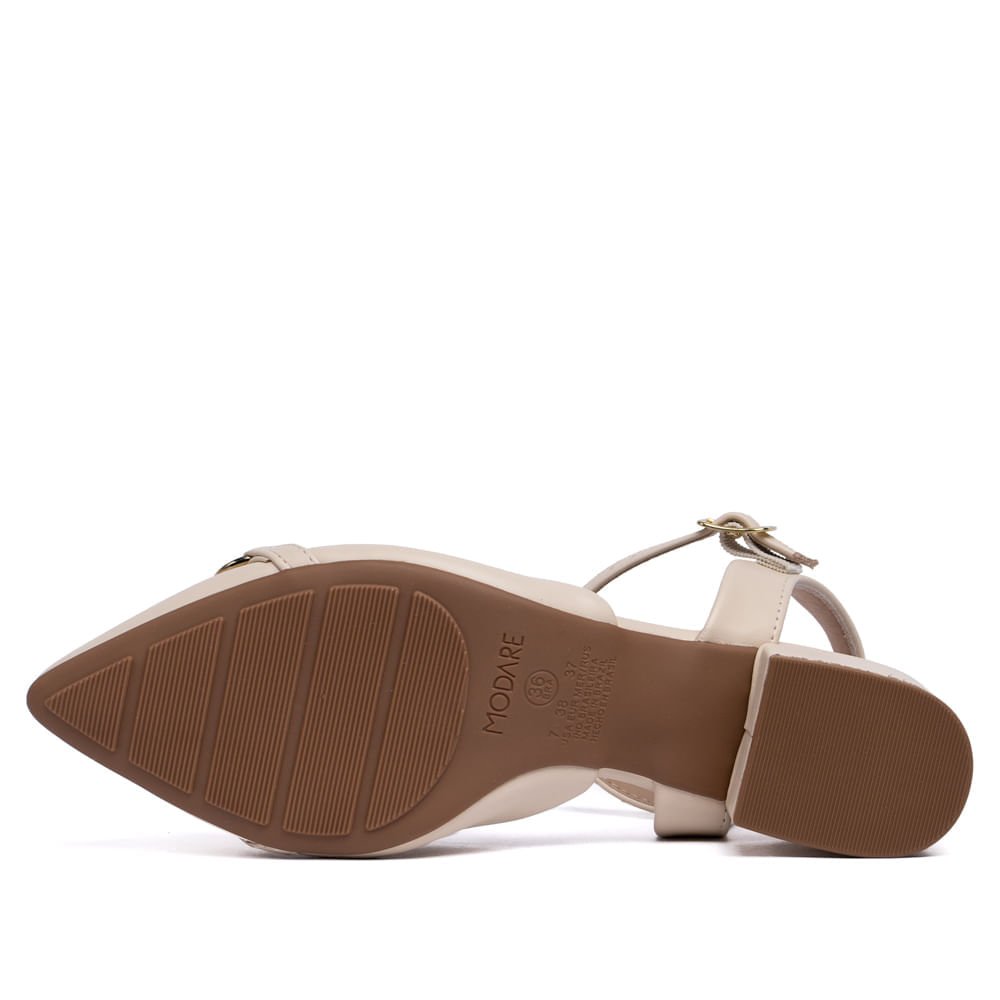 Sapato Feminino Modare Bico Fino Enfeite com Fivela Creme Branco 2