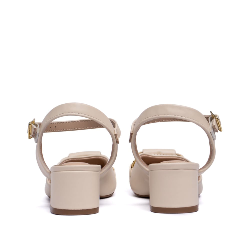Sapato Feminino Modare Bico Fino Enfeite com Fivela Creme Branco 3