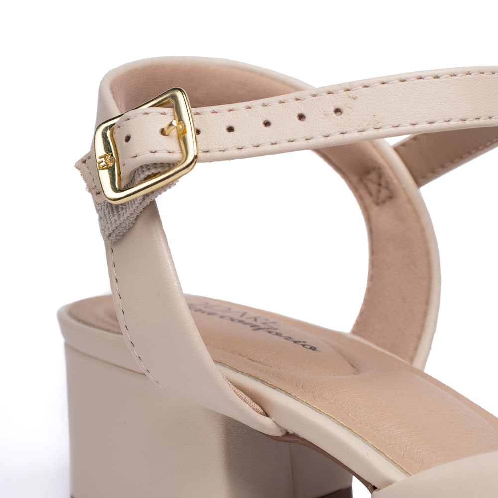 Sapato Feminino Modare Bico Fino Enfeite com Fivela Creme Branco 5