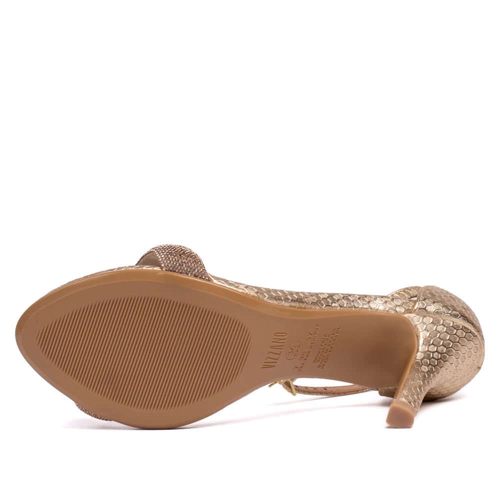 Sandália Feminina Vizzano Metalizada Textura Favo Dourado Dourado 2