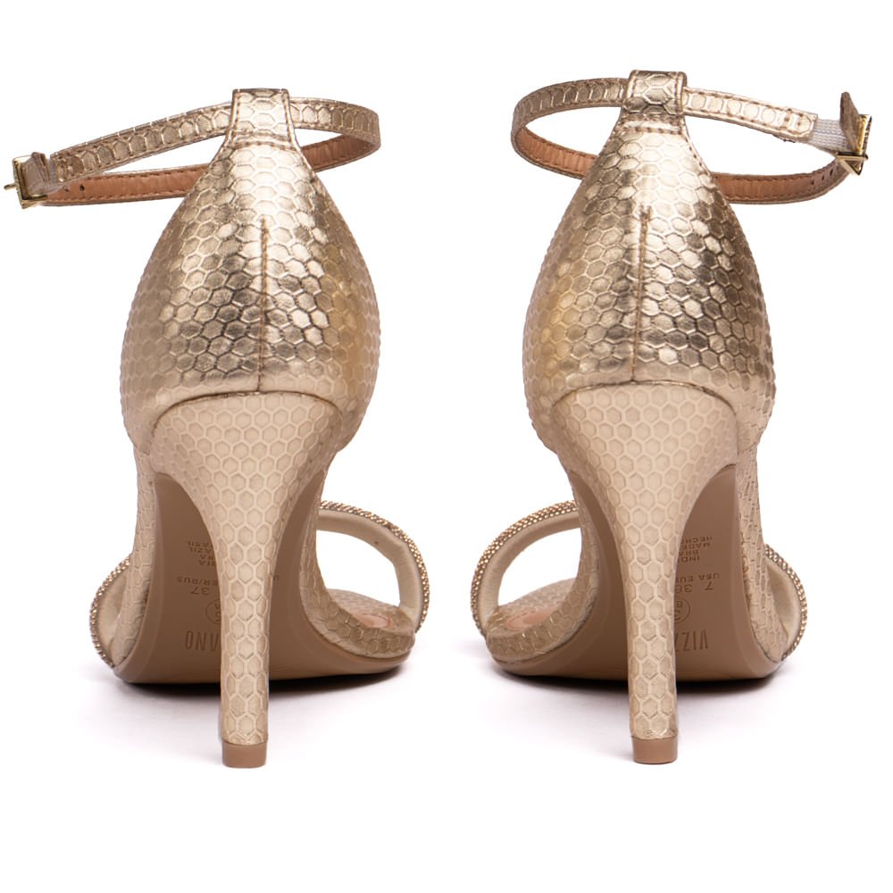 Sandália Feminina Vizzano Metalizada Textura Favo Dourado Dourado 3