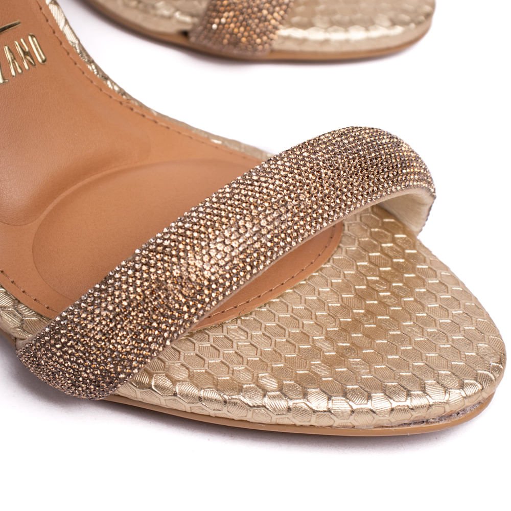 Sandália Feminina Vizzano Metalizada Textura Favo Dourado Dourado 6