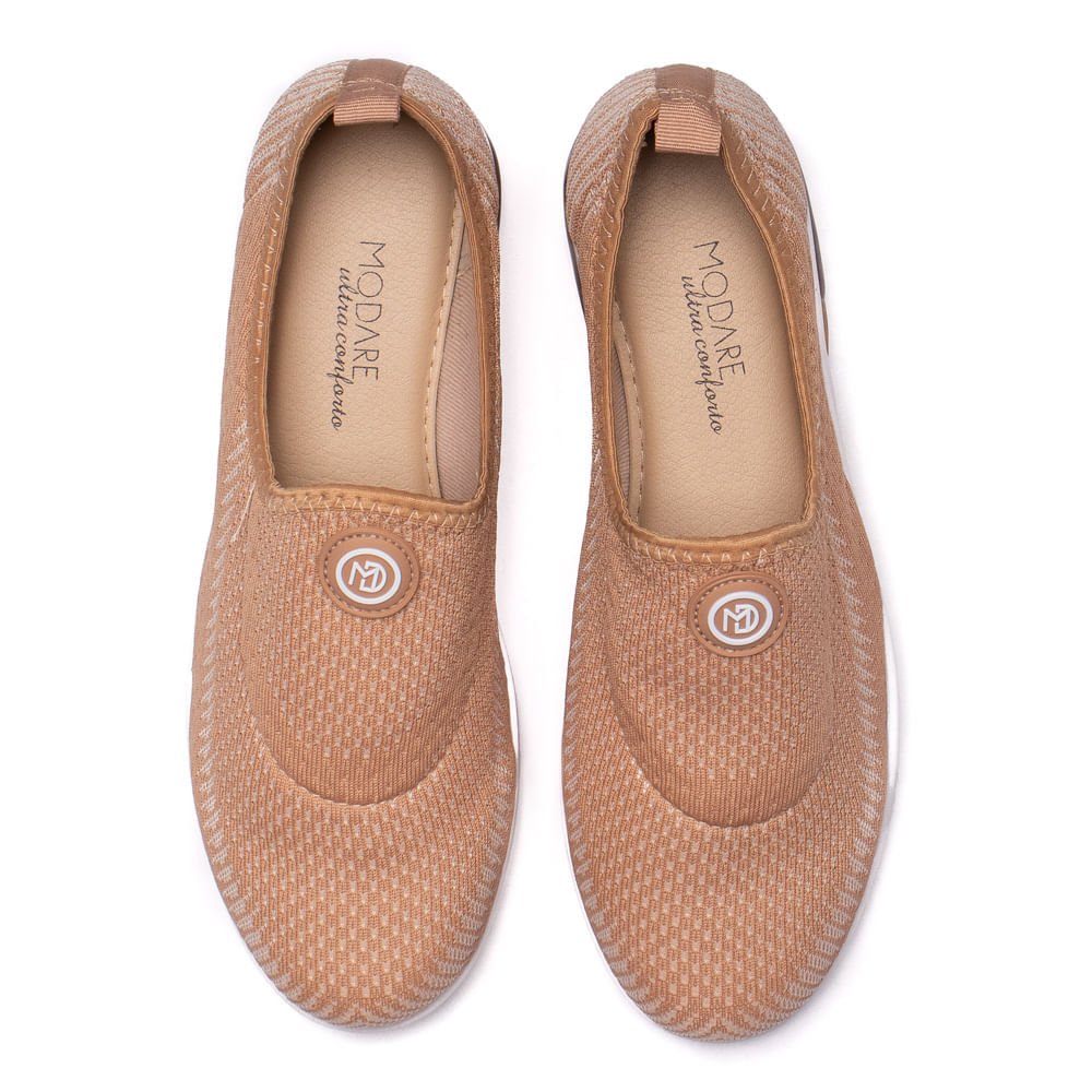 Tênis Feminino Modare Slip On Tecido Nude Bege 4