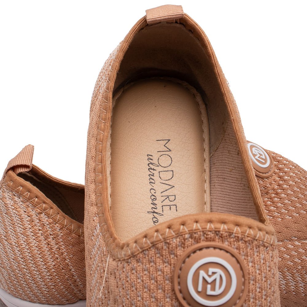 Tênis Feminino Modare Slip On Tecido Nude Bege 6