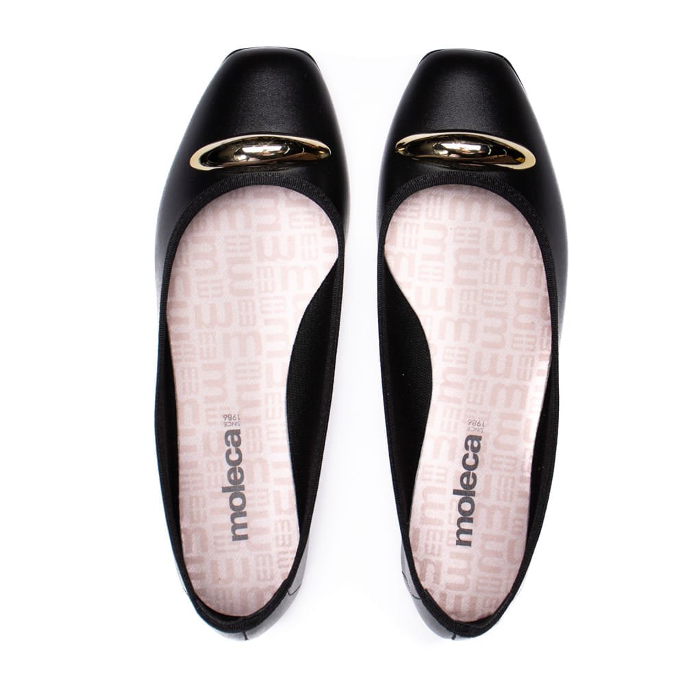 Sapatilha Feminina Moleca Bico Quadrado Preto Preto 4