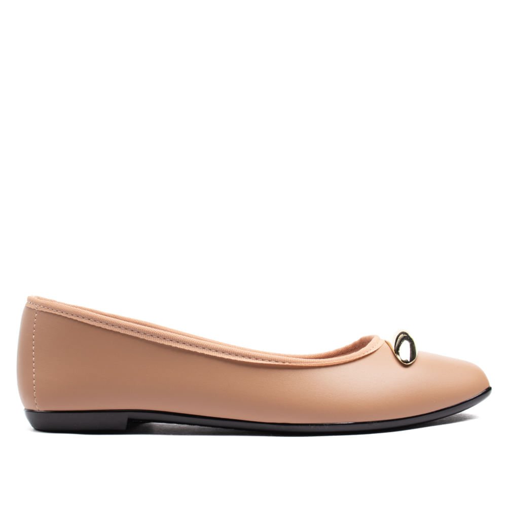 Sapatilha Feminina Moleca Bico Quadrado Nude