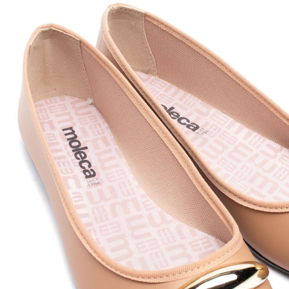 Sapatilha Feminina Moleca Bico Quadrado Nude Bege 4