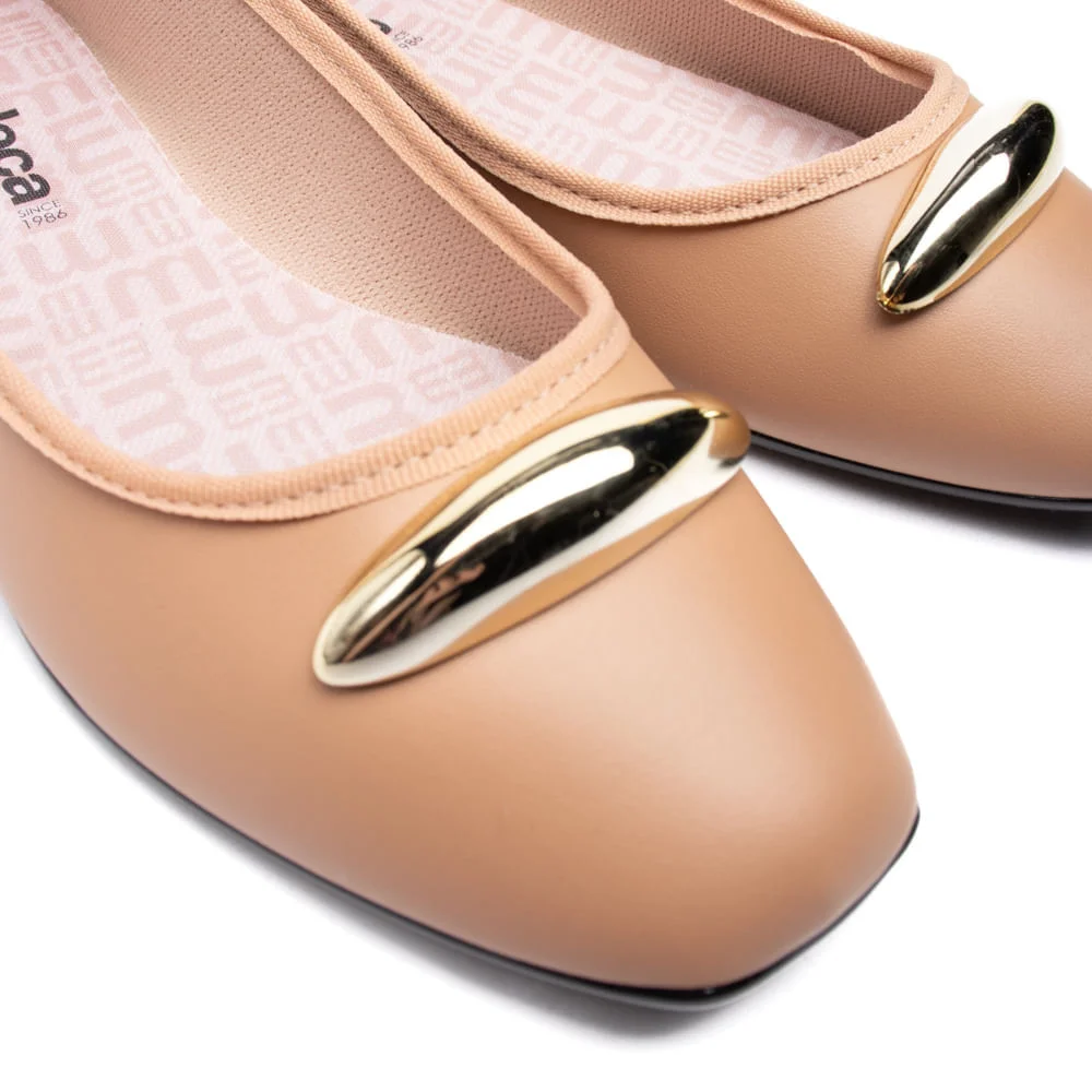 Sapatilha Feminina Moleca Bico Quadrado Nude Bege 5