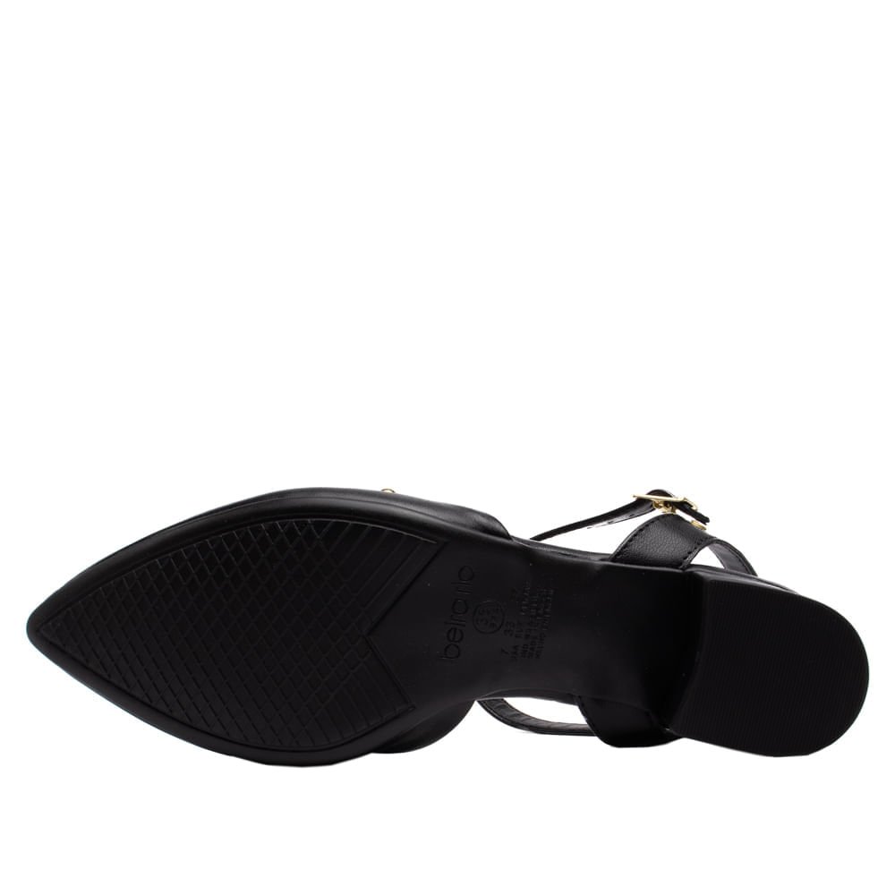 Sapato Feminino Beira Rio Bico Fino Napa com Detalhes Dourados Preto Preto 2