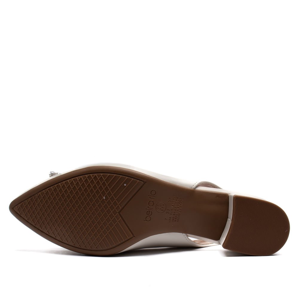 Sapato Feminino Beira Rio Bico Fino Napa e Strass Off White Branco 2