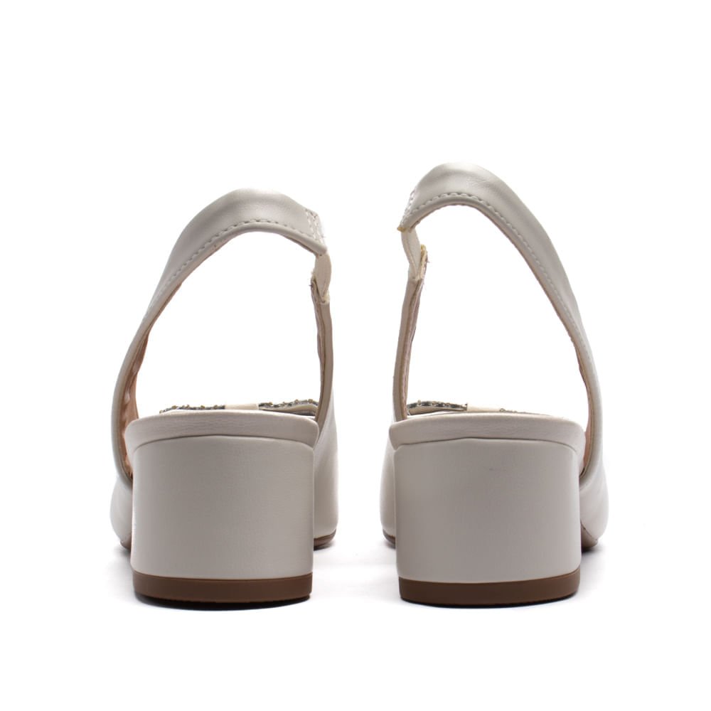 Sapato Feminino Beira Rio Bico Fino Napa e Strass Off White Branco 3