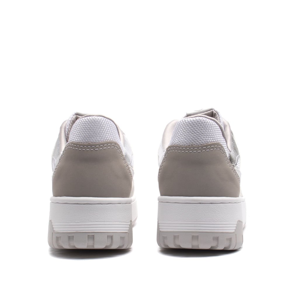 Tênis Feminino Via Marte Flatform com Detalhes Metalizados Branco/prata Branco/Prata 3