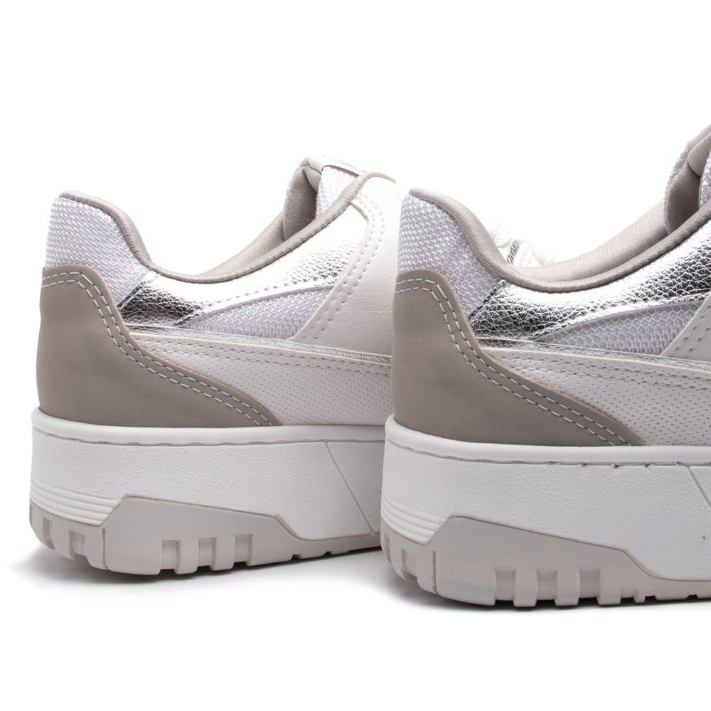 Tênis Feminino Via Marte Flatform com Detalhes Metalizados Branco/prata Branco/Prata 6