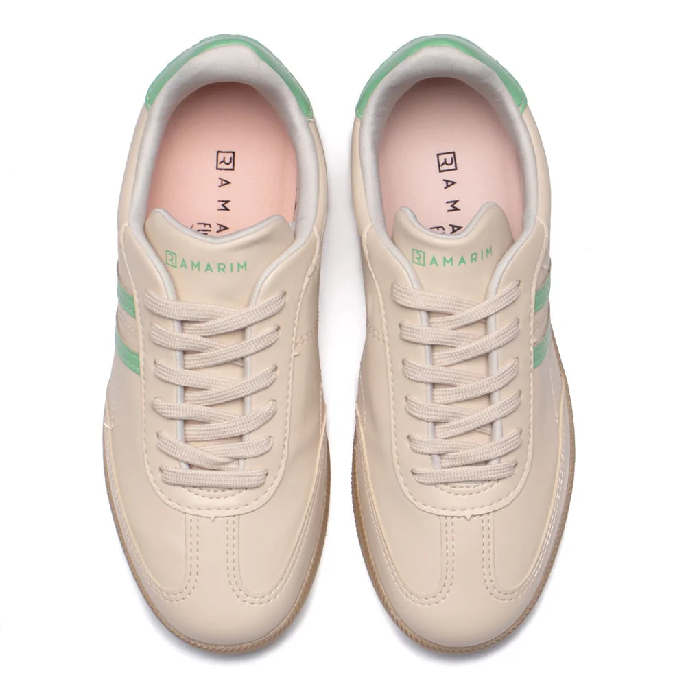 Tênis Feminino Ramarim Napa SNK 001 Bege Claro/Verde Bege 4