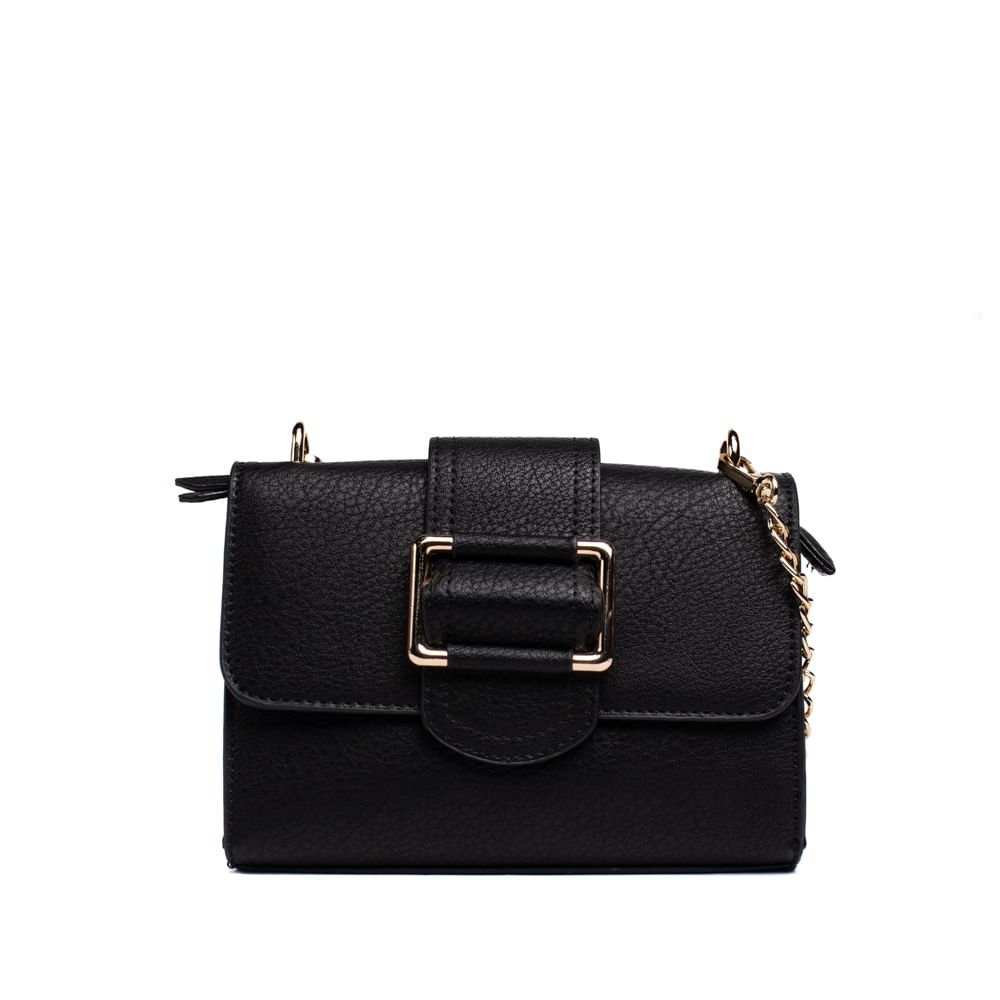 Bolsa Feminina WJ Transversal com Fivela Pequena Preto