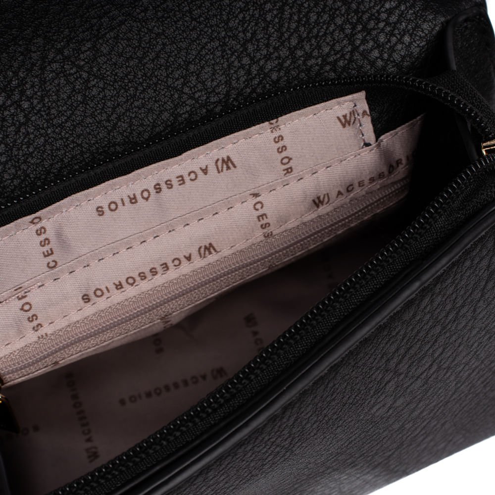 Bolsa Feminina WJ Transversal com Fivela Pequena Preto Preto 4