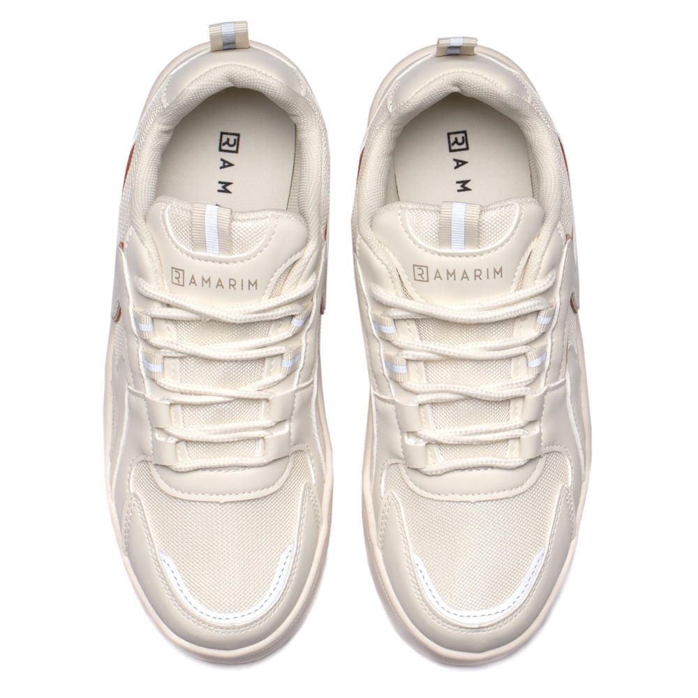 Tênis Feminino Ramarim Napa com Recortes Off White Branco 4
