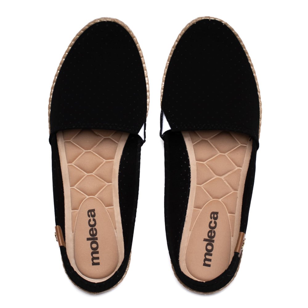 Sapatilha Feminina Moleca Nobuck com Furos Preto Preto 4