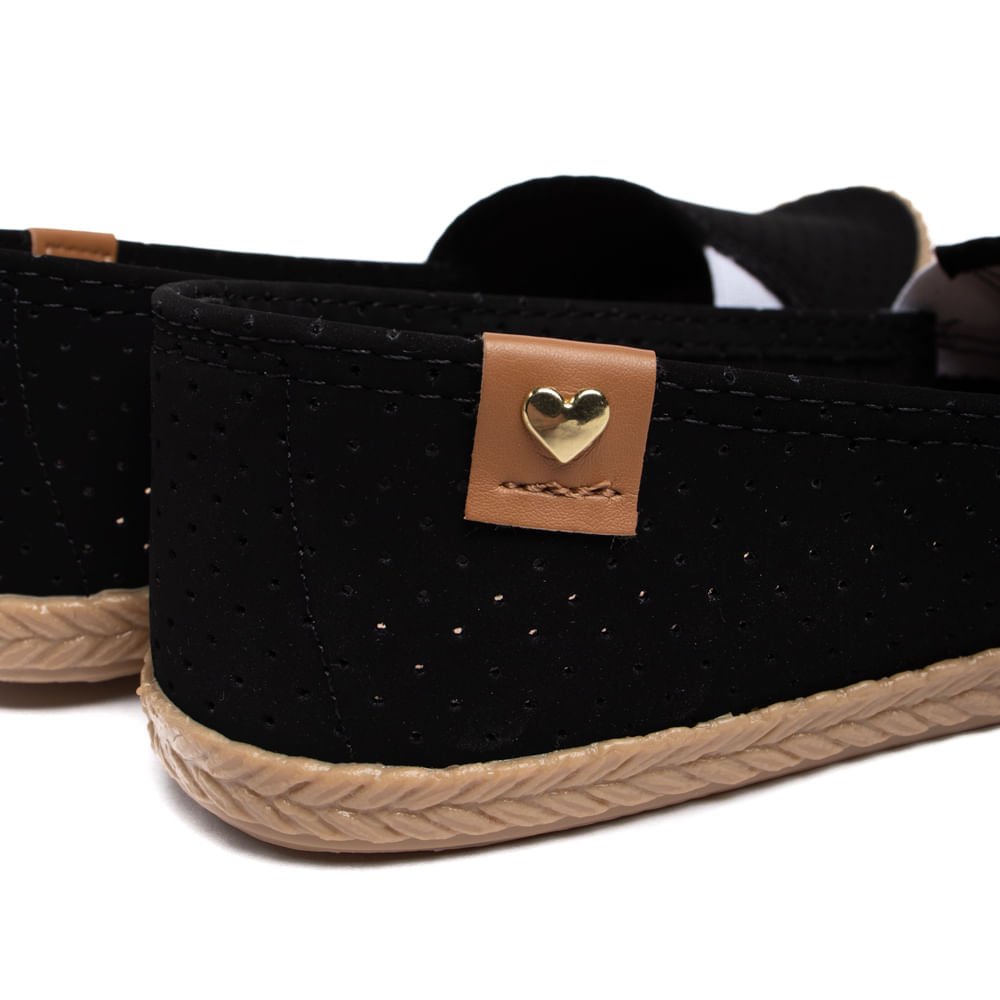 Sapatilha Feminina Moleca Nobuck com Furos Preto Preto 6
