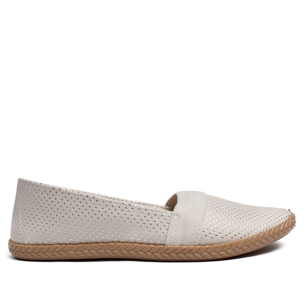 Sapatilha Feminina Moleca Napa com Detalhes Metalizados Off White