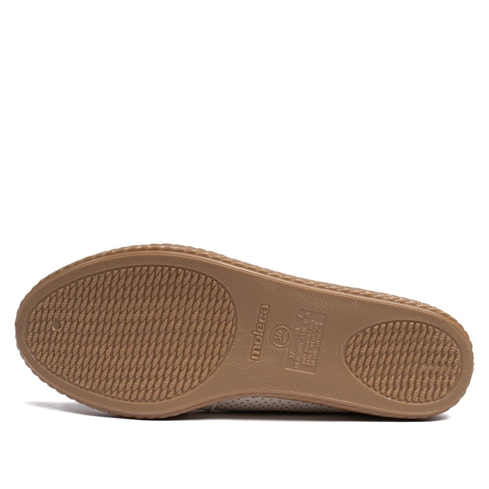 Sapatilha Feminina Moleca Napa com Detalhes Metalizados Off White Branco 2