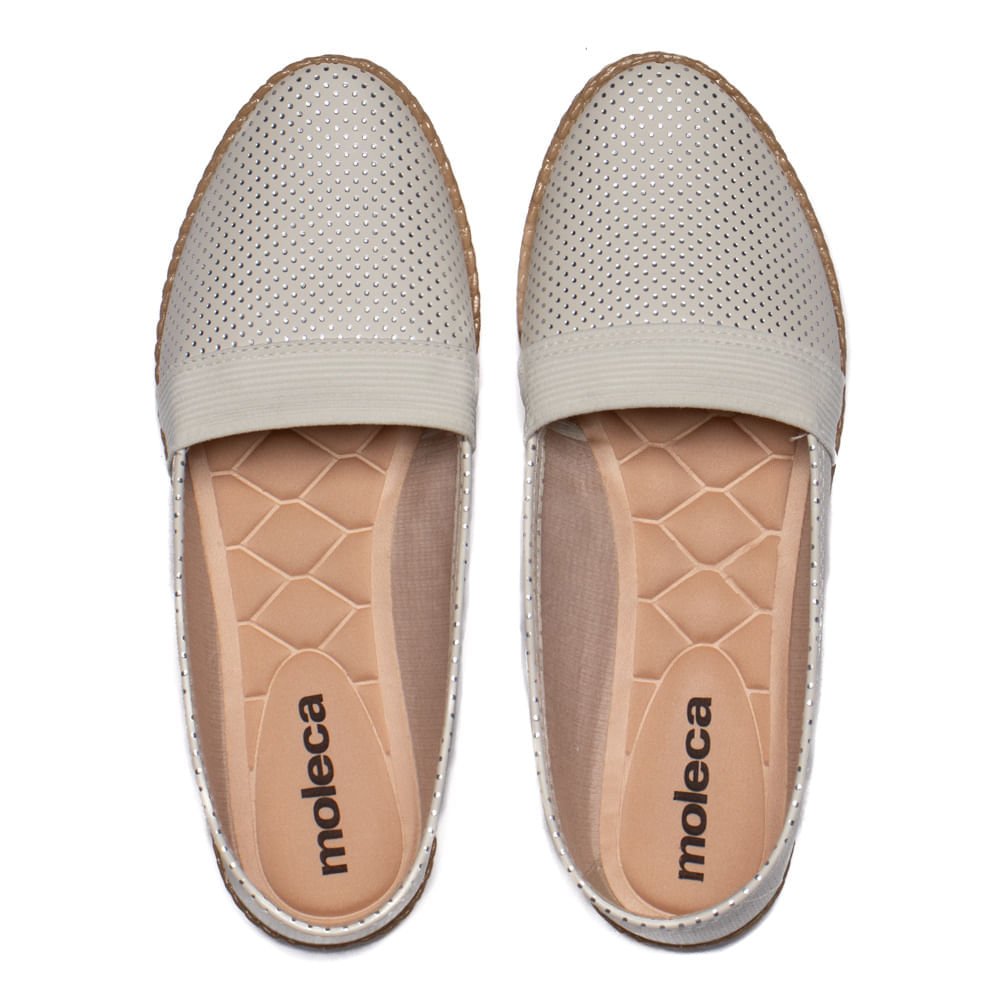 Sapatilha Feminina Moleca Napa com Detalhes Metalizados Off White Branco 4