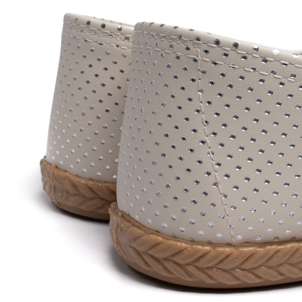 Sapatilha Feminina Moleca Napa com Detalhes Metalizados Off White Branco 6